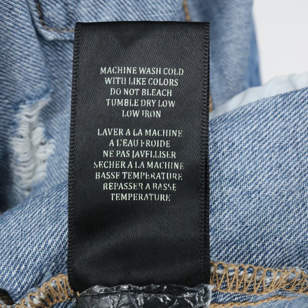 Blank NYC Jean Jacket Womens XS Blue Cotton Denim Raw Hem Distressed FLAW - Picture 15 of 16